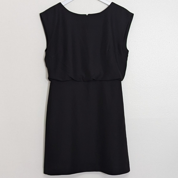 Banana Republic Dress 4 Black Petite Shift Drape Back Basic Minimalist - Picture 1 of 8